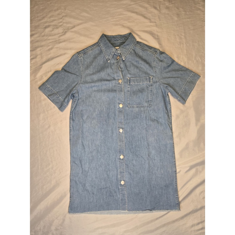Closed Italy Organic Cotton Denim Shirt Midi Dress Blue Fits L -‎ XL Button Luxe